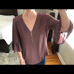 Express Zip Purple 3/4 Bell Sleeve Top (NWOT)